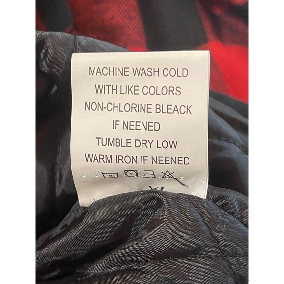 RQQBA Mens XXL Red Black Buffalo Plaid Hooded Full Zip Flannel Shirt Jacket - Picture 6 of 10